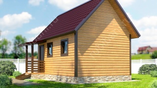Баня из бруса 6×4 с крыльцом (Б-22), 24 м²