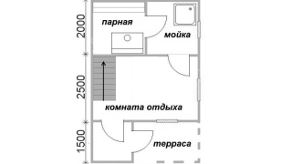 Баня из бруса 6×4 с террасой и мансардой (Б-18), 24 м²