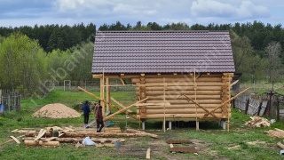 Баня 6×6 с террасой, 48 м²
