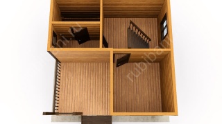 Баня из бруса 6×6 с террасой и мансардой (Б-27), 36 м²