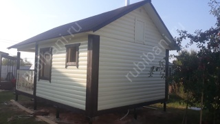 Баня из бруса 6×4 с террасой (Б-5), 24 м²
