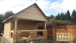 Баня 5×4 с рубленой террасой, 30 м²