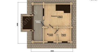 Баня из оцилиндрованного бревна 6×6 м (ББ-47), 27 м²