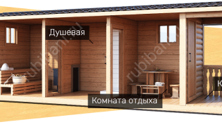 Мобильная баня 2.3×6, 13.8 м²