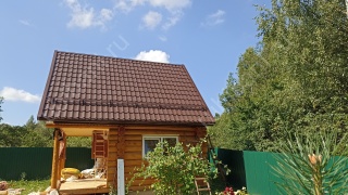 Баня 5×5 с террасой и мансардой, 25 м²
