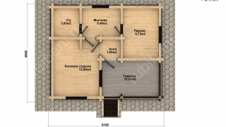 Баня из оцилиндрованного бревна 7×8 м (ББ-48), 48 м²