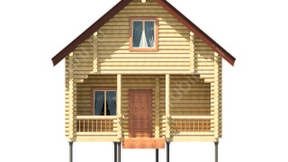 Баня из оцилиндрованного бревна 6×6 м (ББ-47), 27 м²