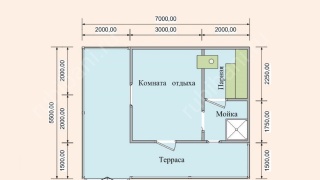 Баня из бруса 5.5×7 (Б-69), 38 м²