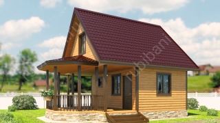 Баня из бруса 6×8 с террасой (Б-67), 68 м²