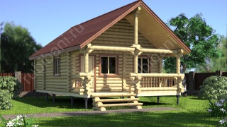 Баня из бревна 5.5×8.5 (ББ-7), 46.75 м²