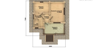 Баня из оцилиндрованного бревна 6×7 (ББ-42), 42 м²