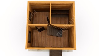 Баня из бруса 4×4 c мансардой (Б-25), 16 м²