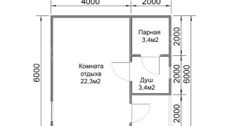 Баня из бруса 6×6 (Б-12), 36 м²