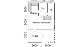 Баня из бруса 6×9 с мансардой (Б-24), 54 м²