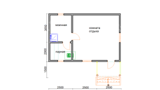 Баня из бруса 5×7.5 (Б86), 37 м²