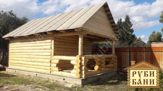 Баня 5×4 с рубленой террасой, 30 м²